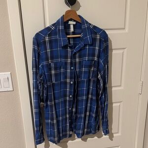 adidas Men's Navy Checkered Button Down Shirt